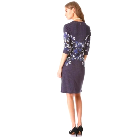 Tory Burch Flavia Blue Multicolored Long Sleeve Silk Dress - Picture 3 of 12